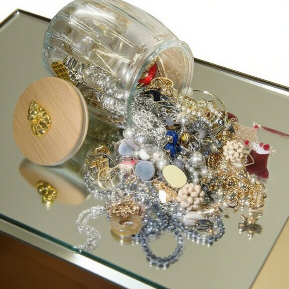 Jewelry Mystery Jar Silver Titanium Amethyst 50+ Eclectic Accessories - Picture 6 of 7